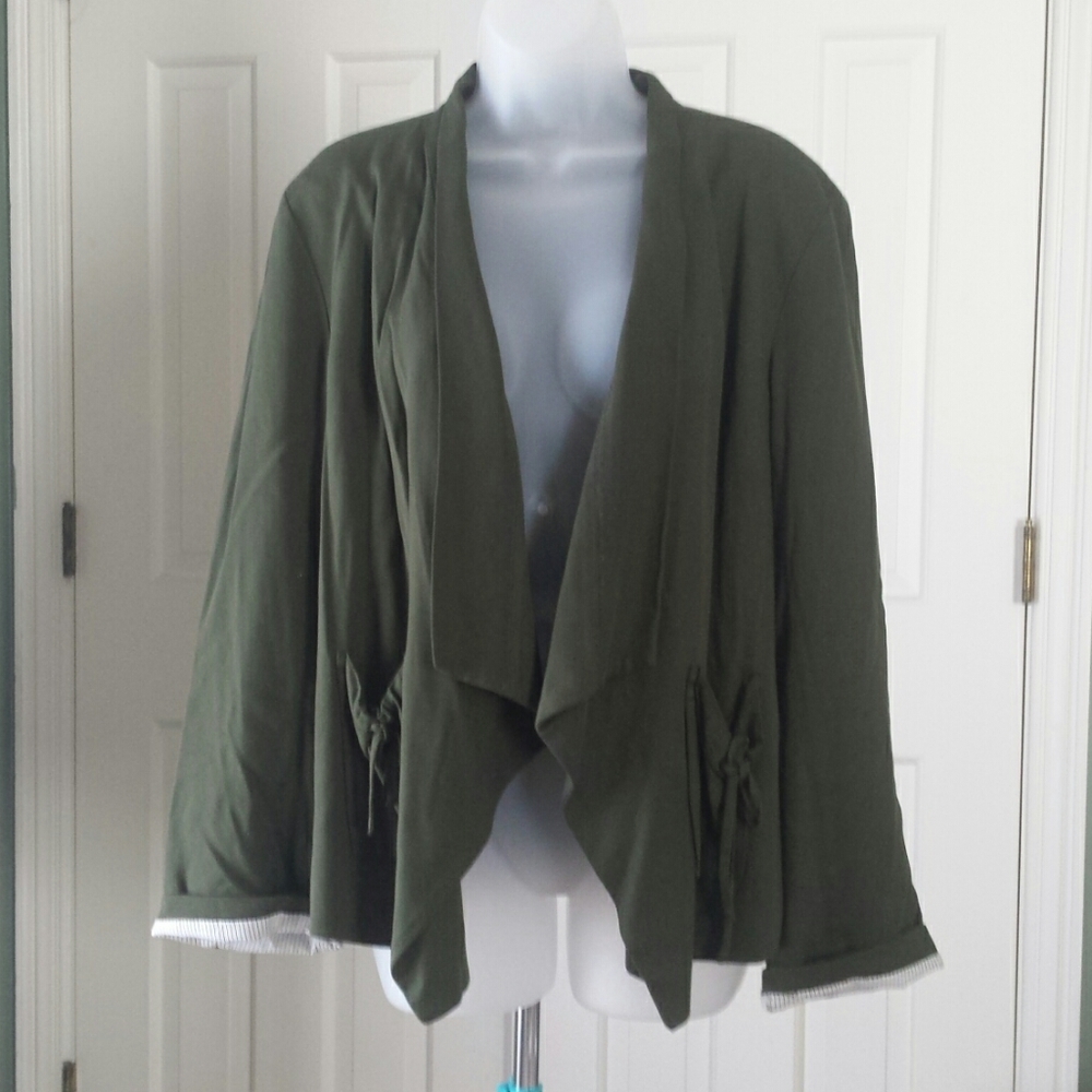 Coldwater Creek Classic Olive Green Blazer - image 1